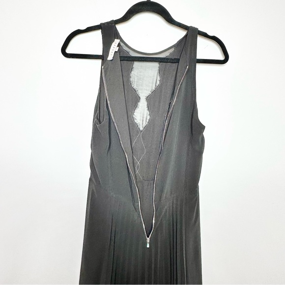 Sandro Black Lace Pleated Midi Dress - Picture 8 of 9